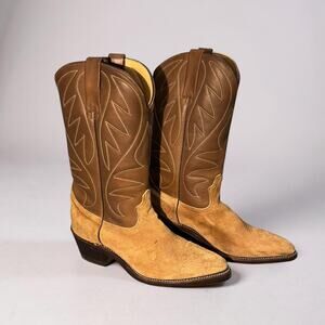 Durango Women’s Western Cowboy Boots Tan Suede & Brown Leather Size 8D